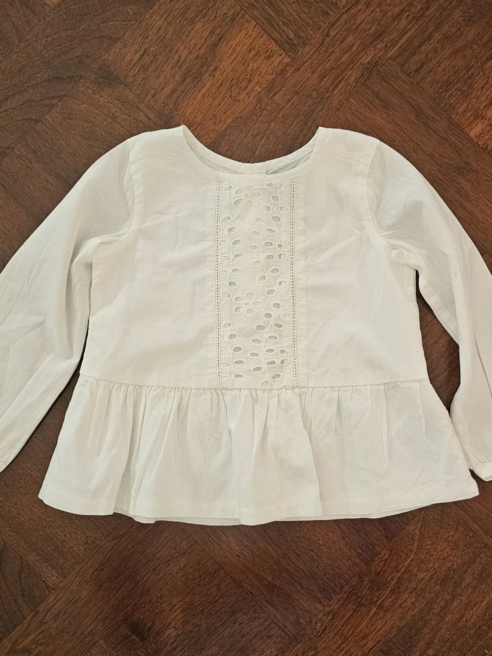 GAP White Eyelet Peplum Blouse & Blue Denim Button-Front Shirt - Girls